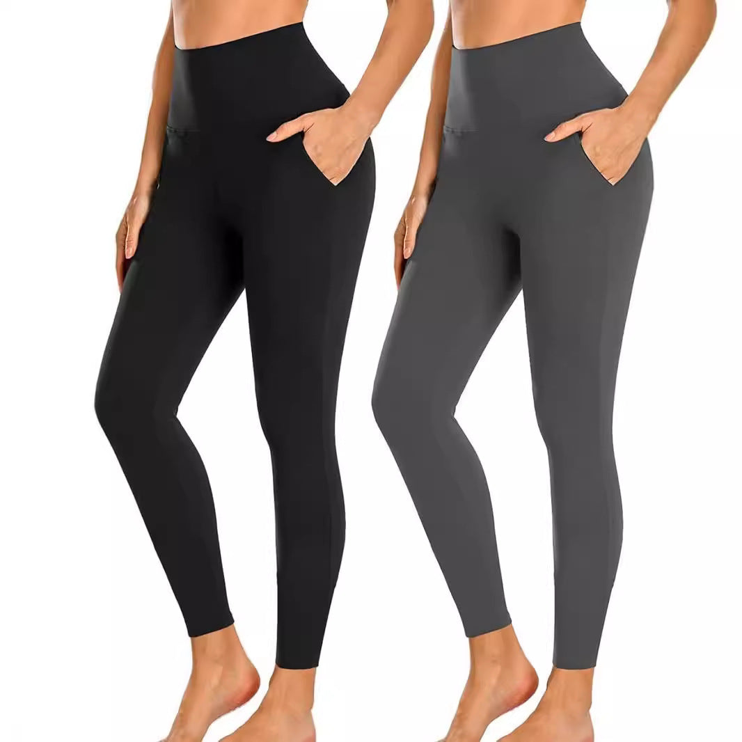 Damen Hochtaillierte Sportleggings mit Taschen R&B