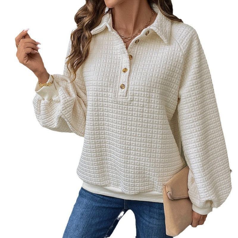 Damen lässiger Oversized Pullover mit strukturiertem Waffelmuster R&B