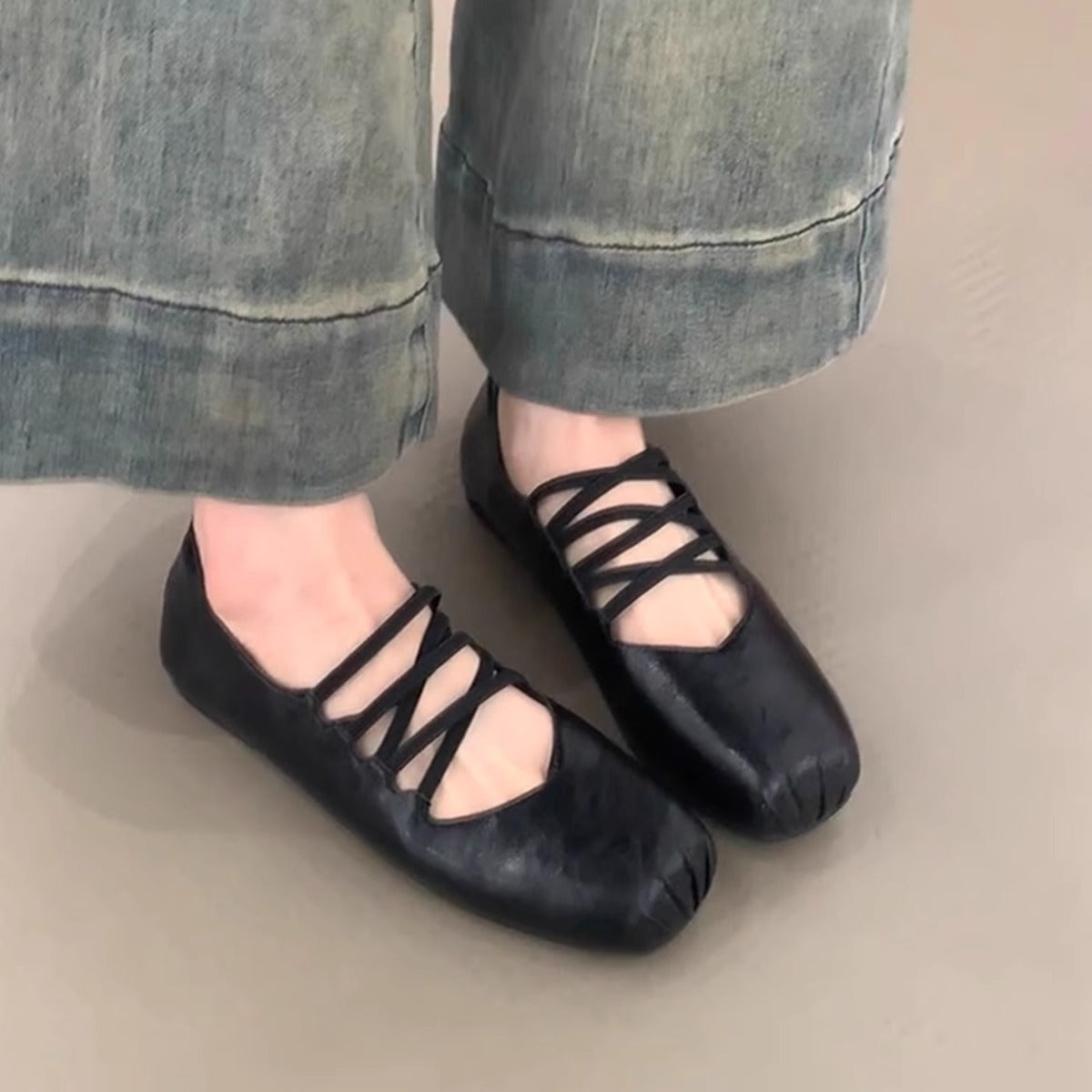 Damen Ballerinas mit innovativem Kreuzband-Design R&B
