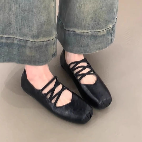 Damen Ballerinas mit innovativem Kreuzband-Design R&B