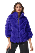 Damen Kuschelige Kunstpelzjacke mit Steppdesign R&B