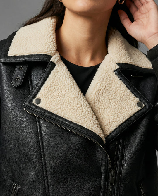 Damen Winterjacke Vintage PU-Leder Oversize Puffer Jacke Dunkelbraun