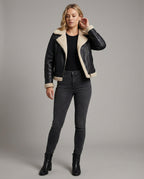 Damen Winterjacke Vintage PU-Leder Oversize Puffer Jacke Dunkelbraun