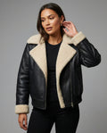 Damen Winterjacke Vintage PU-Leder Oversize Puffer Jacke Dunkelbraun