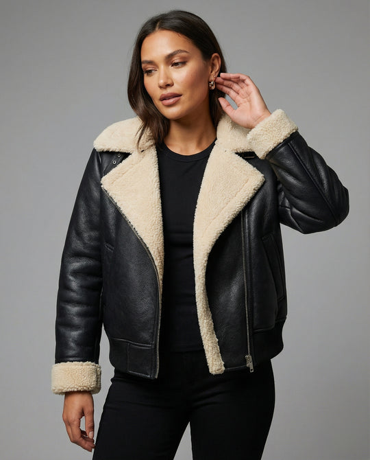 Damen Winterjacke Vintage PU-Leder Oversize Puffer Jacke Dunkelbraun