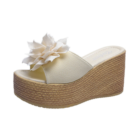 Damen Plateausandalen mit floralem Dekor und rutschfester Sohle R&B