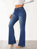 Damen Bootcut Jeans im Vintage-Stil mit hoher Taille R&B