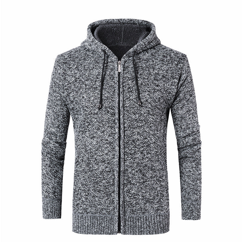 Herren moderne Strickjacke mit Kapuze und weichem Innenfutter R&B
