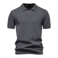 Herren nan strukturiertes Feinstrickpoloshirt mit offenem Reverskragen R&B