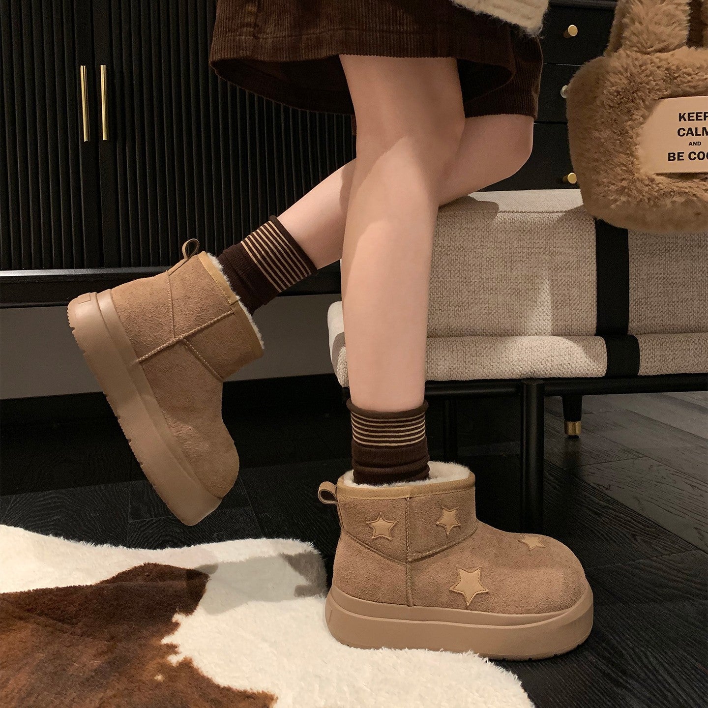 Damen trendige Winterstiefel mit komfortabler Sohle und dekorativen Sternen R&B