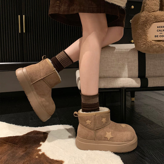 Damen trendige Winterstiefel mit komfortabler Sohle und dekorativen Sternen R&B
