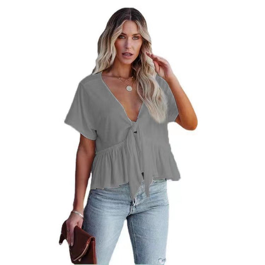 Damen Bluse mit lässigem Schnitt und Raffungen R&B
