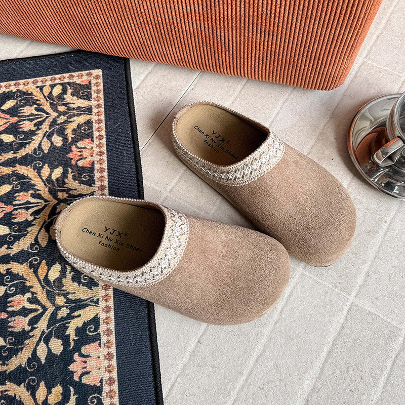 Damen Gemütliche Fleece-Clogs mit modischem Riemen R&B