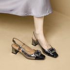 Damen Slingback-Pumps mit glamourösen Schmuckakzenten und komfortablem Blockabsatz