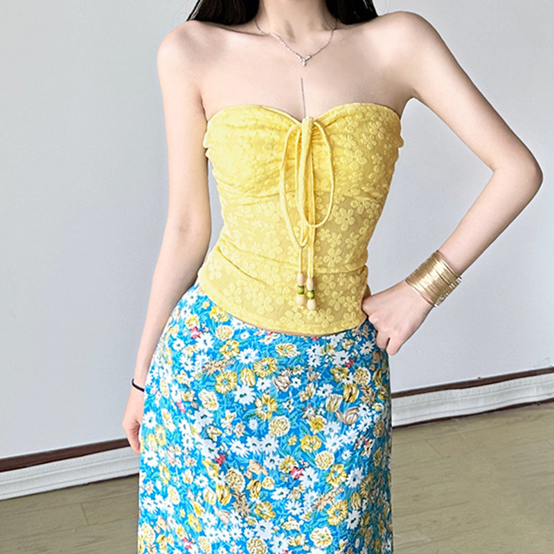 Damen Bandeau-Oberteil mit floralem Muster und geflochtenem Detail R&B