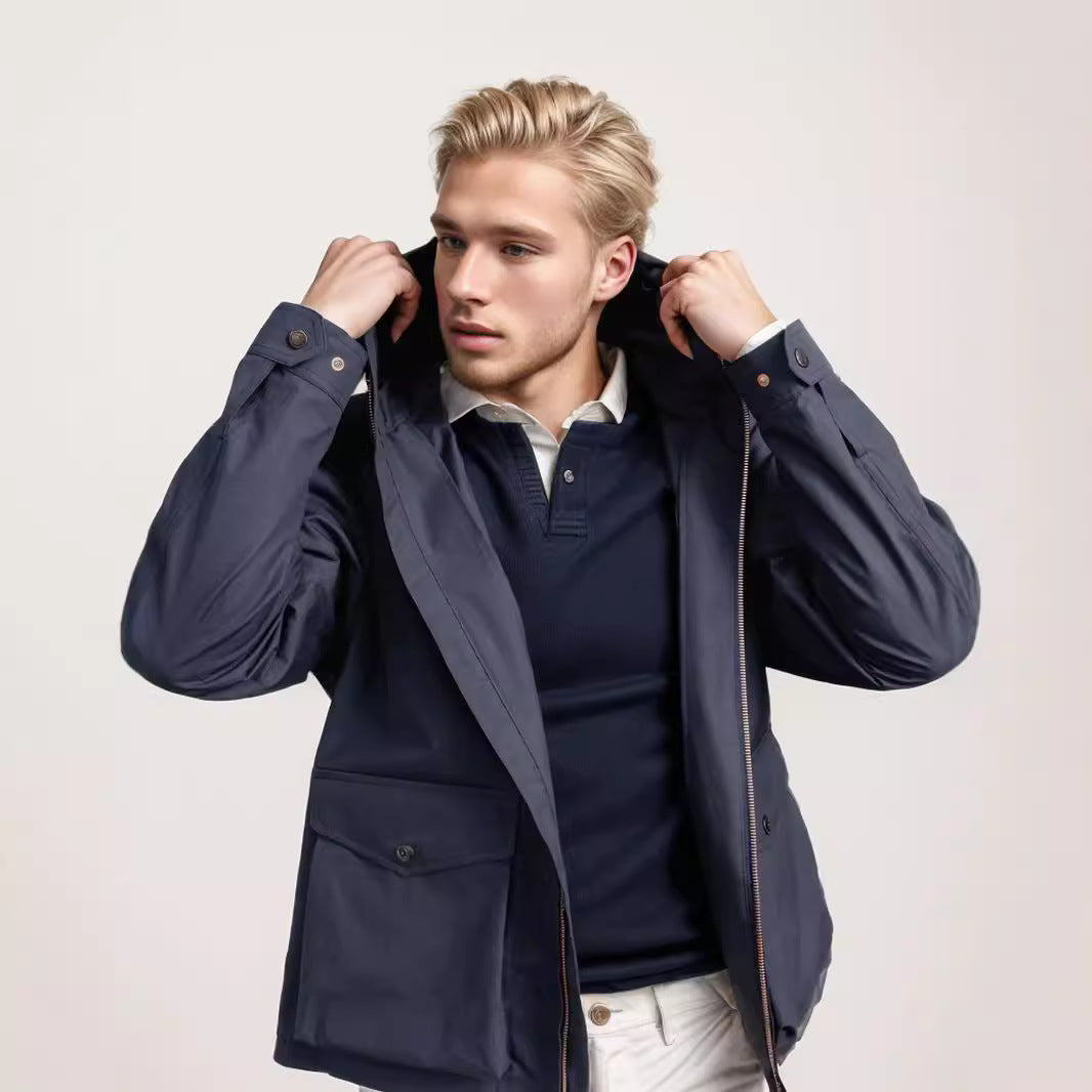 Herren Outdoormantel mit abnehmbarer Kapuze R&B