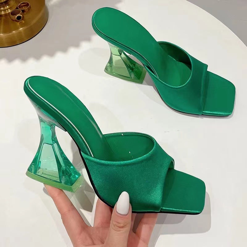 Damen Offene Plateau-Sandaletten mit transparentem Hochabsatz und bequemer Sohle R&B