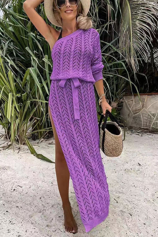 Damen Sommerliches Maxi-Kleid mit asymmetrischem Schnitt und lässigem Bindegürtel R&B