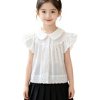 Mädchen elegante Bluse mit Spitzenkragen und Rüschendetails R&B