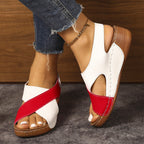 Damen offene Sandalen mit gekreuztem Riemendesign und komfortablem Fußbett R&B