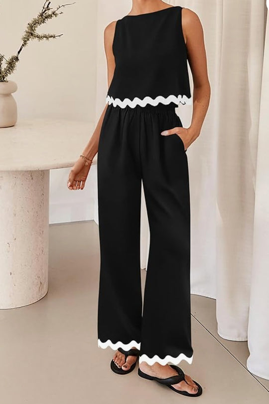 Damen elegantes Lounge-Set mit weitem Schnitt und dekorativen Wellenabschlüssen R&B