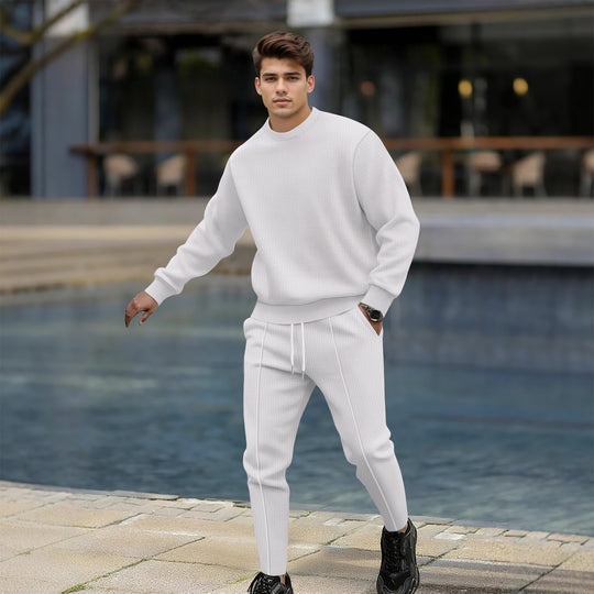 Herren lässiger Strickpullover und Jogginghose mit elastischem Bund R&B