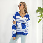 Damen Strickpullover mit modischem Streifenmuster und lässigem Schnitt R&B