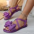 Damen Flache Sandalen mit dekorativer Schleifen-Applikation und elastischem Riemendesign