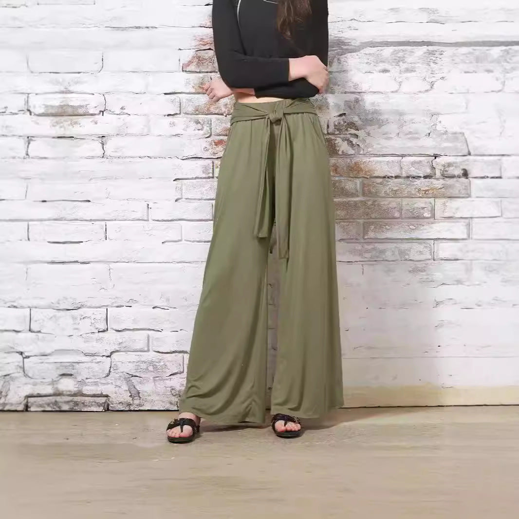 Damen weite Sommerhose mit bindendem Taillengürtel R&B