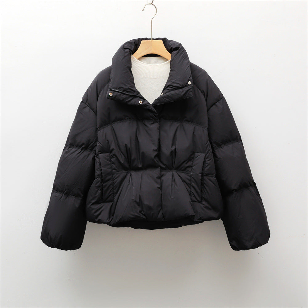 Damen modische gesteppte Kurzjacke mit hohem Kragen und praktischen Taschen R&B