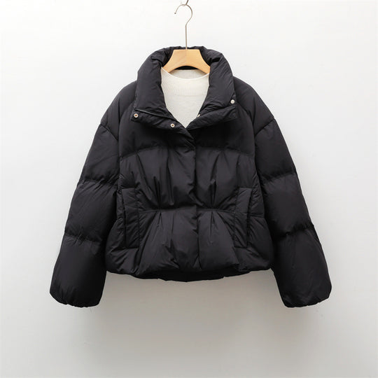 Damen modische gesteppte Kurzjacke mit hohem Kragen und praktischen Taschen R&B