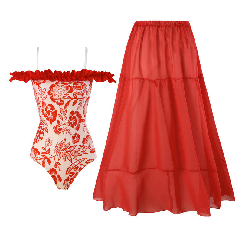 Damen Maxi-Rock aus transparenter Chiffon-Qualität mit elastischem Bund R&B