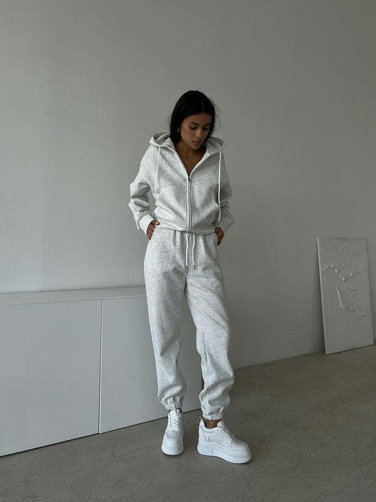 Damen sportliches Fleece-Jogginganzug-Set R&B