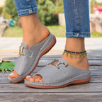 Damen Komfortable Mules mit eleganten Schnallenakzenten