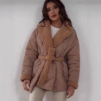 Damen gesteppte Teddyjacke mit Gürtel R&B