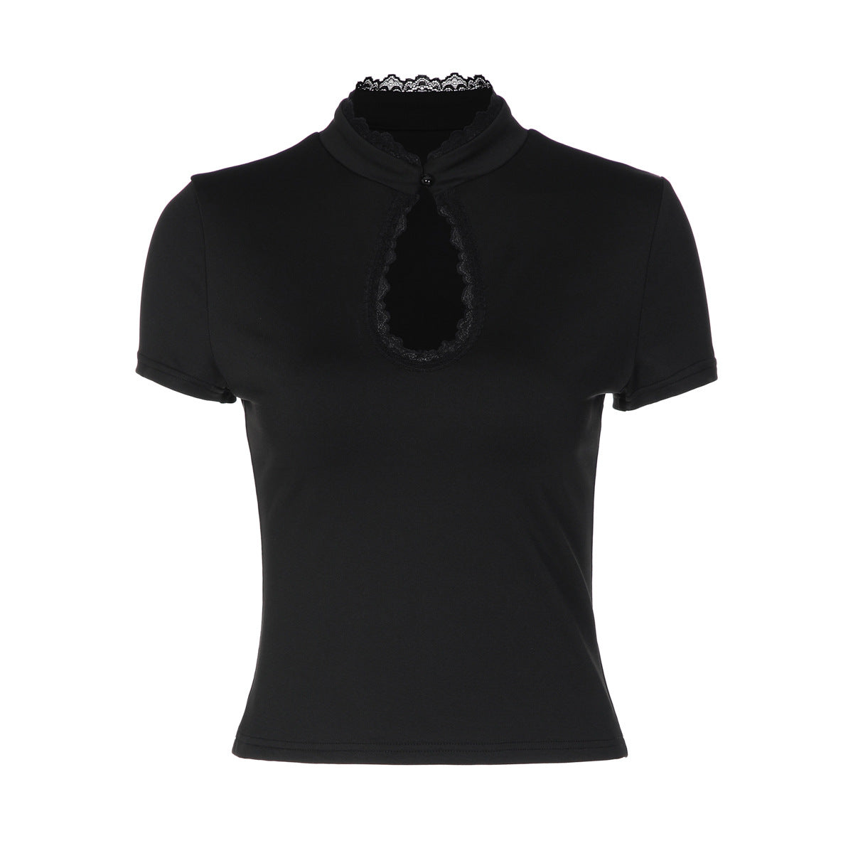 Damen Elegantes Kurzarm-Top mit Spitzeneinsatz R&B