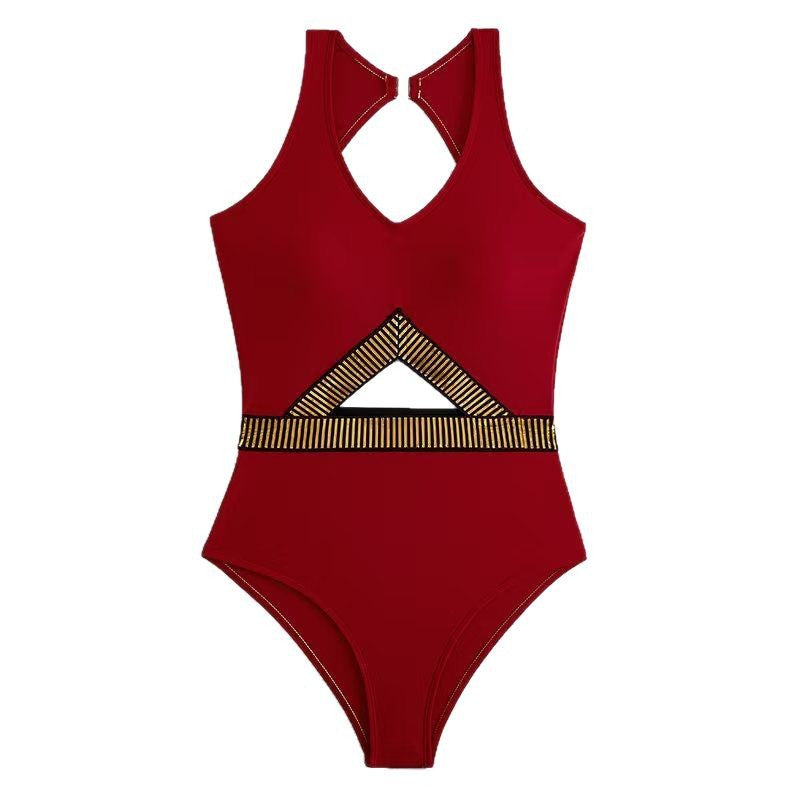Damen Sportlicher Einteiler Badeanzug R&B