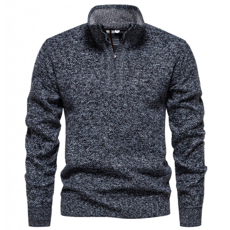 Herren Hochwertiger Pullover mit Stehkragen und Reißverschluss R&B