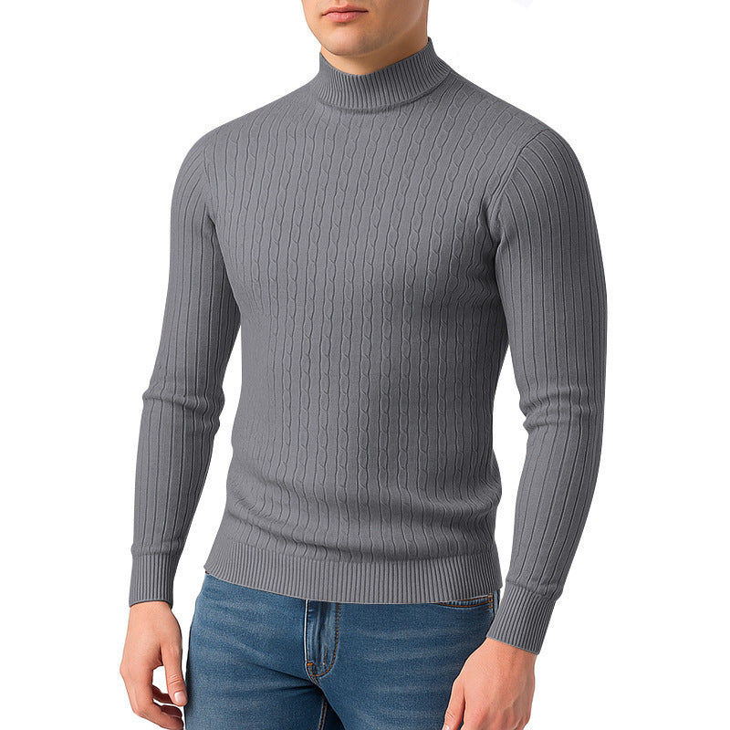 Herren Rollkragenpullover mit strukturiertem Zopfmuster und bequemem Schnitt
