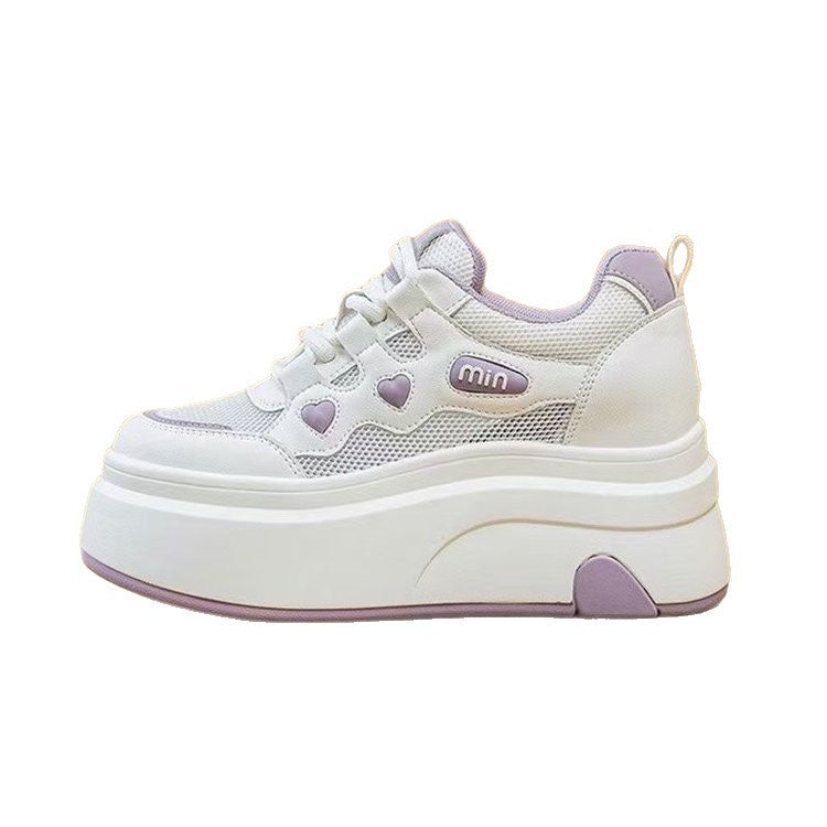 Damen Plateau-Sneaker mit einzigartigem Herzmotiv und atmungsaktiver Mesh-Oberfläche R&B