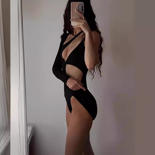 Damen Einteiliges Cut-Out Badeanzug R&B