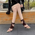 Damen hochhackige Sandalen mit stilvollem Krokodil-Design und elegantem Fersenriemen R&B