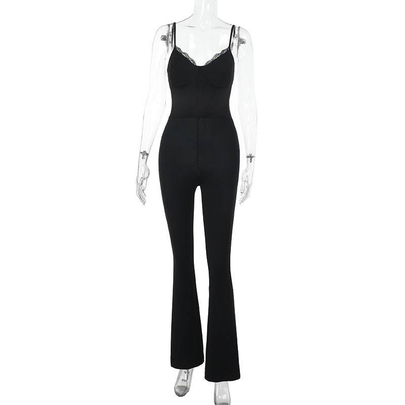 Damen Eleganter Bodysuit mit verführerischem Spitzenbesatz und figurbetontem Schnitt R&B