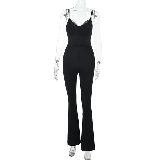 Damen Eleganter Bodysuit mit verführerischem Spitzenbesatz und figurbetontem Schnitt R&B