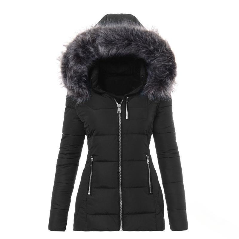 Damen Winterjacke mit abnehmbarem Kunstpelzkragen R&B