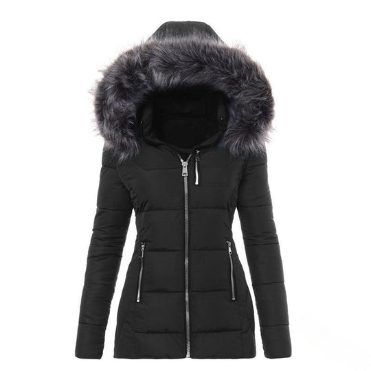 Damen Winterjacke mit abnehmbarem Kunstpelzkragen R&B