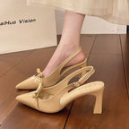 Damen Slingback-Pumps mit spitz zulaufendem Design und glänzender Oberfläche R&B