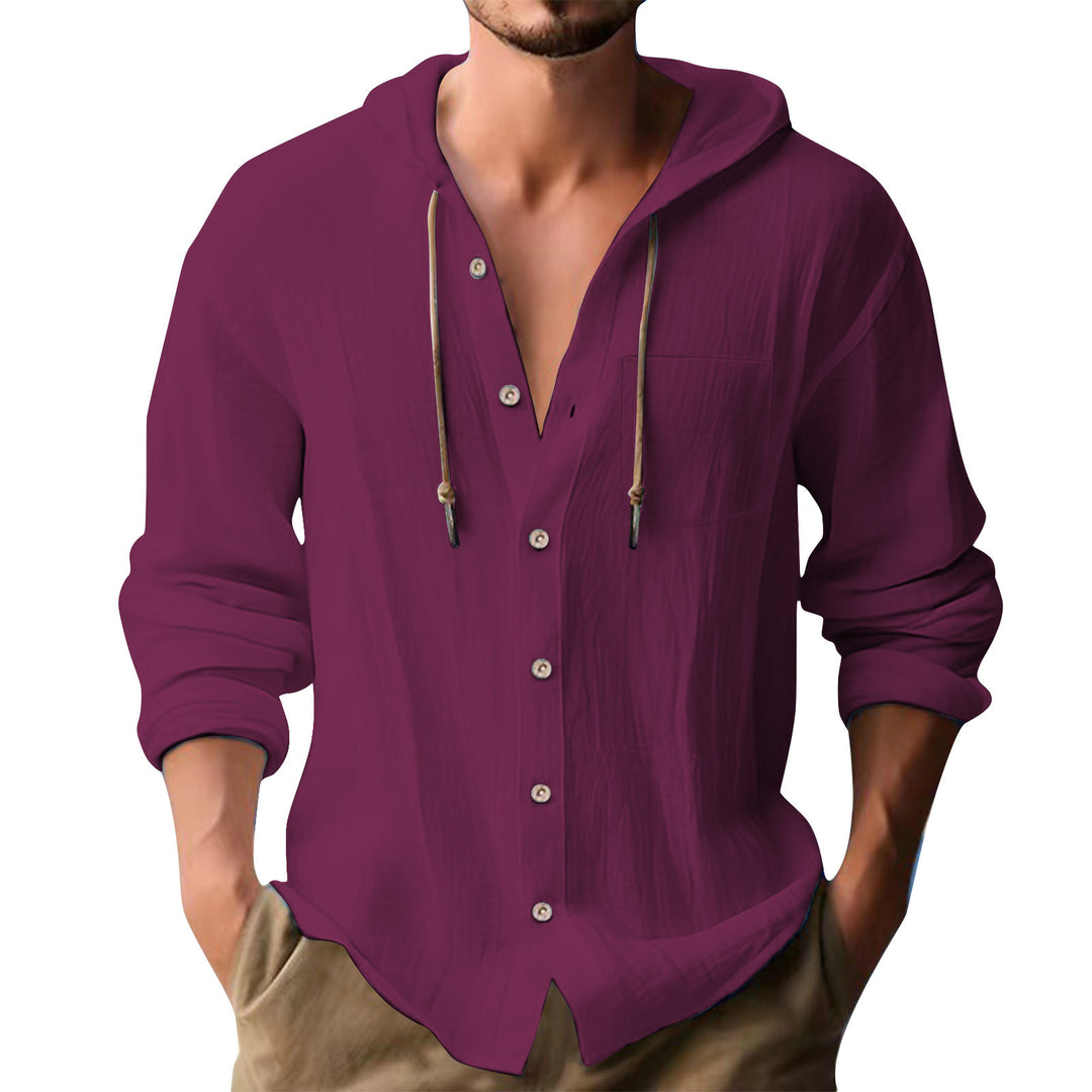 Herren lässiges Kapuzenshirt mit Knopfleiste und praktischen Taschen R&B