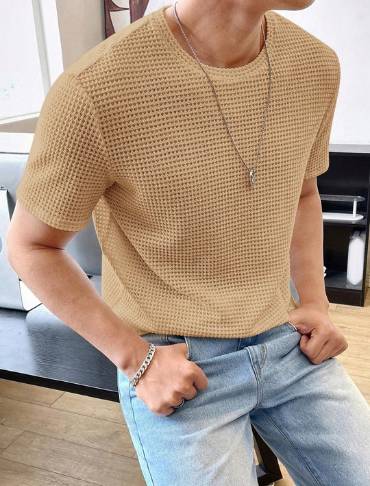 Herren lässiges Struktur-T-Shirt aus atmungsaktivem Material R&B