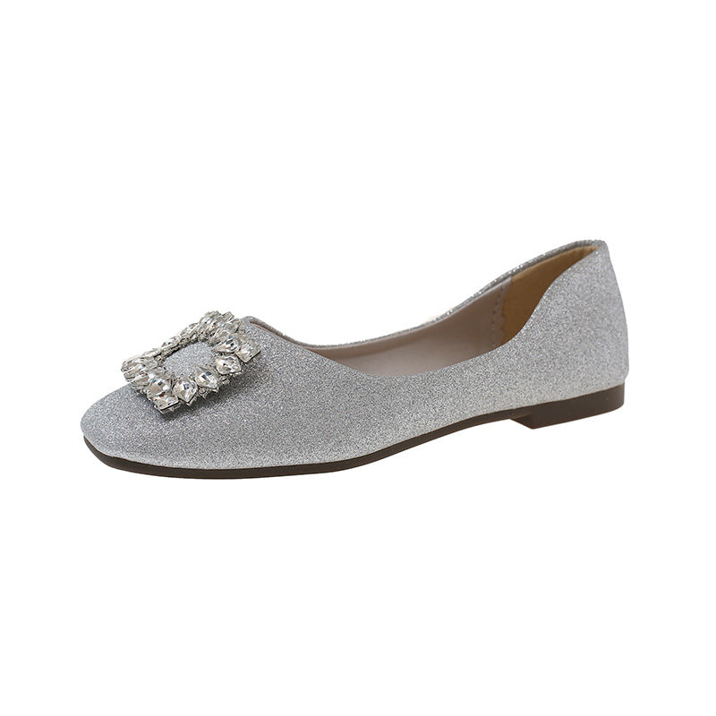 Damen funkelnde Ballerinas mit zierlichem Schmuckdetail R&B